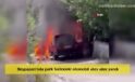 Beypazarı’nda park halindeki otomobil alev alev yandı